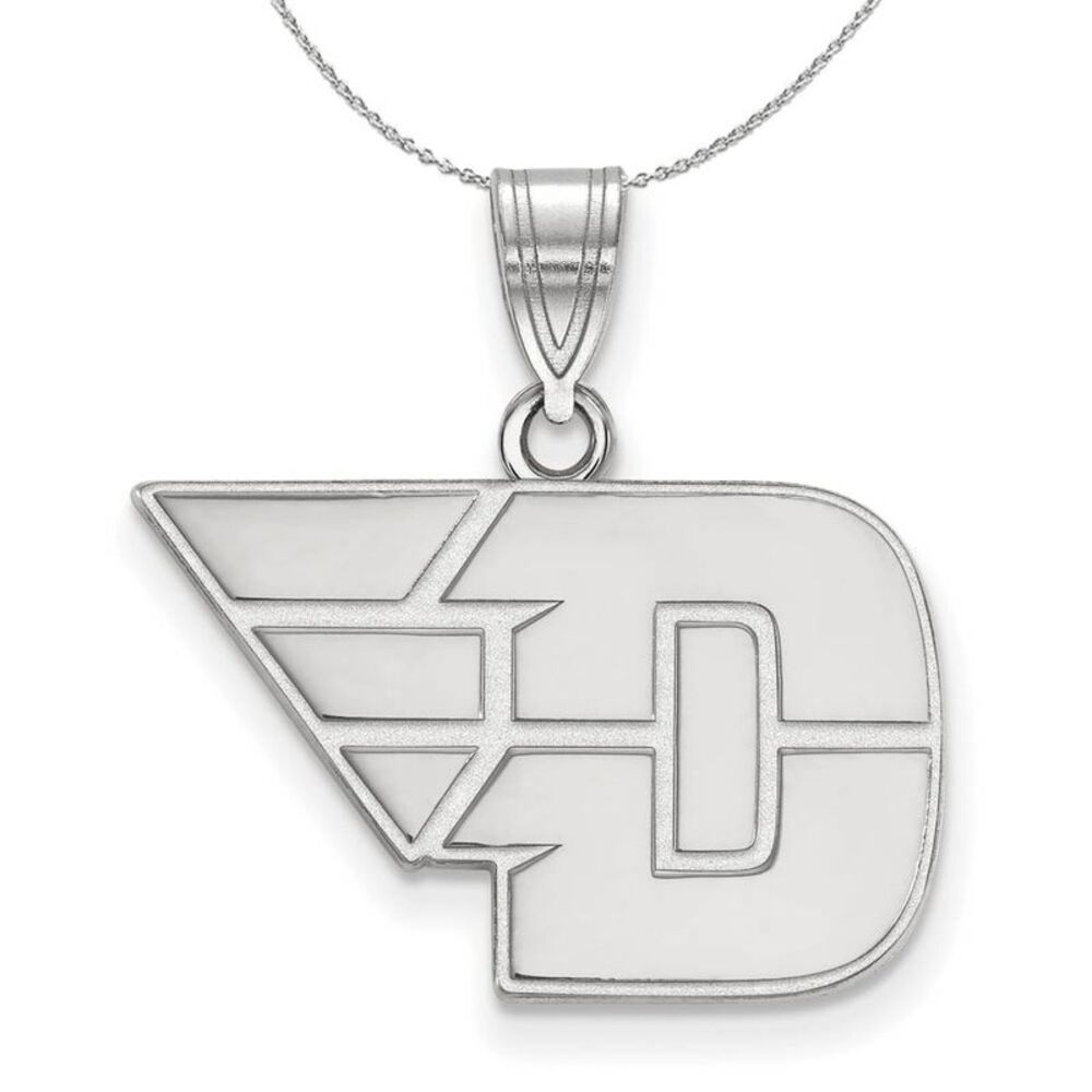 Sterling Silver U. of Dayton Medium Pendant Necklace - 24 Inch
